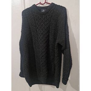 Aran Ireland Womens XL CHUNKY CABLE KNIT DOLMAN SLEEVE sweater gray WOOL MILLS